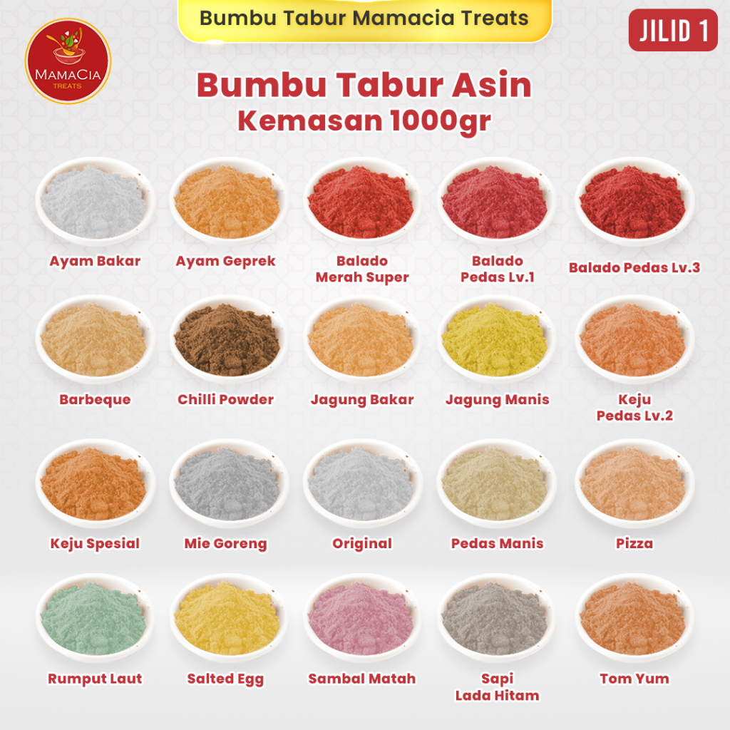 

(1 KG) Bumbu Tabur Premium Bubuk Tabur Bumbu Keripik Kentang Lidi Ayam Makaroni Jamur Penyedap Rasa