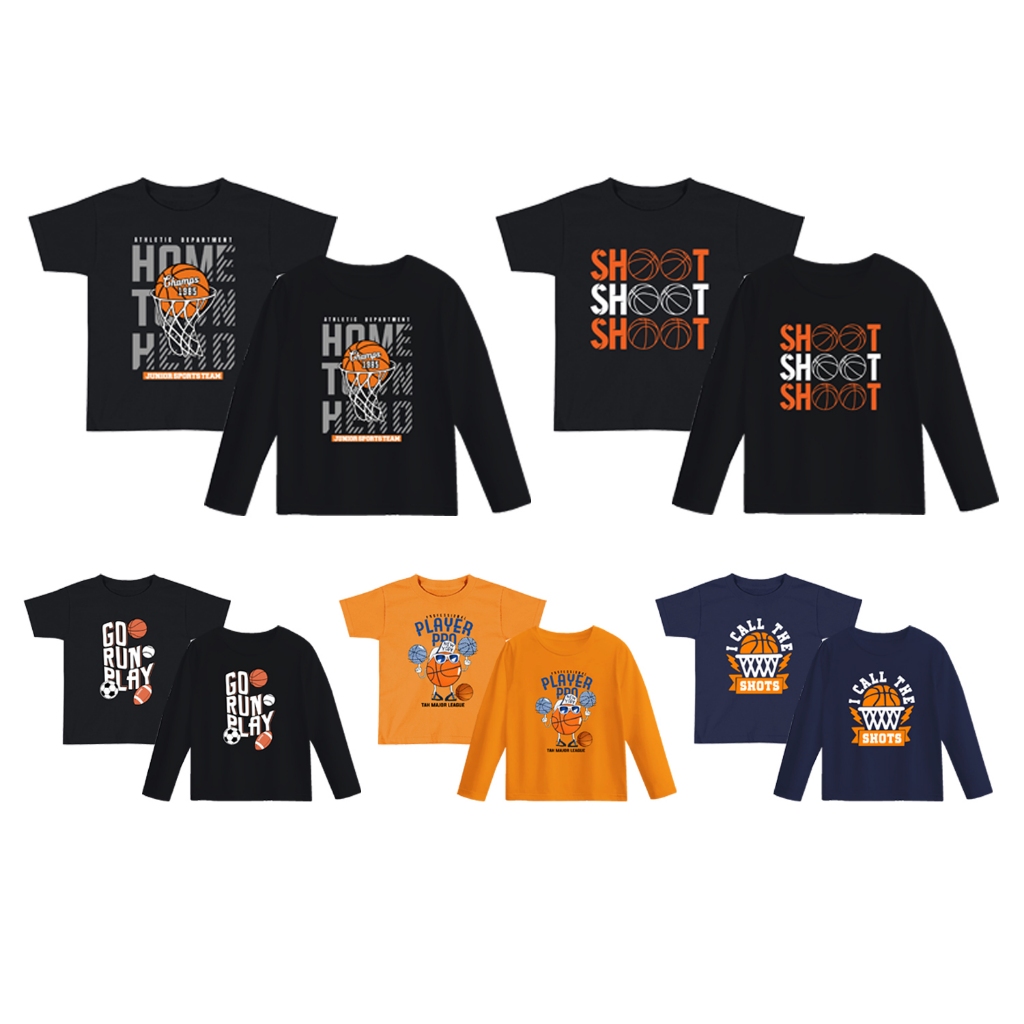 Kaos Anak Lengan Pendek Lengan Panjang / Baju Distro Anak Perempuan & Laki-laki Cotton Combed 24S Co