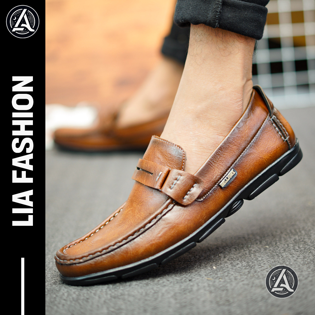 LIA X KURIOSTANS - Sepatu Kondangan Pria Kulit Laki Laki Dewasa Kantor Kerja Kasual Formal Resmi Kul