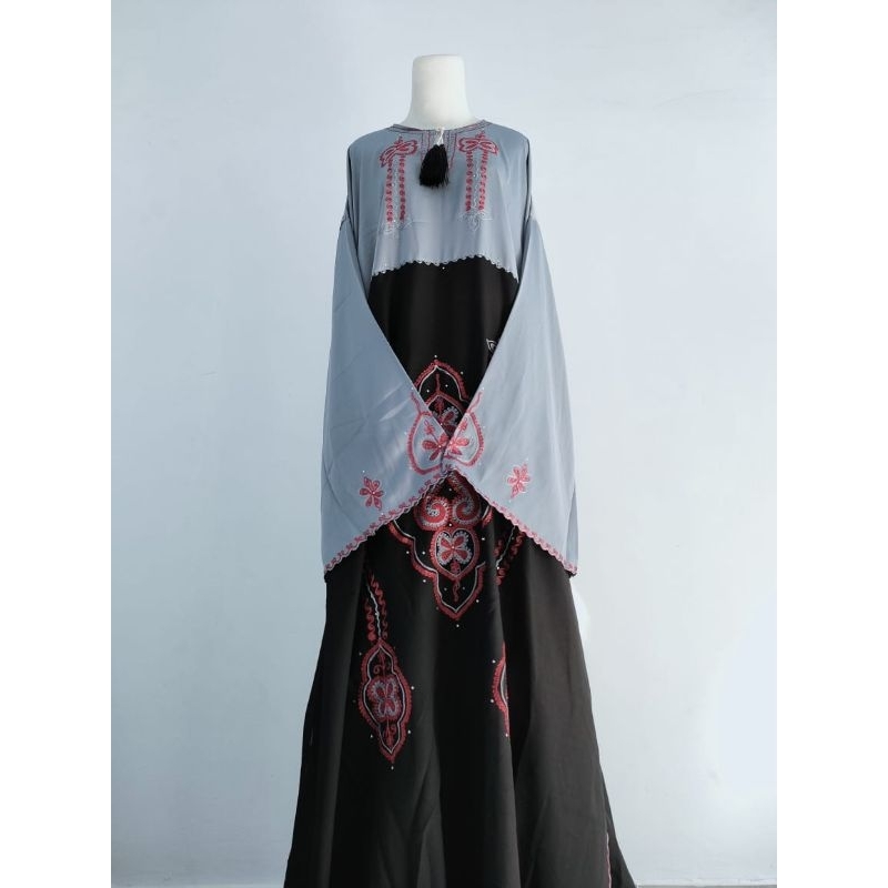 Abaya doble satin sifon size L