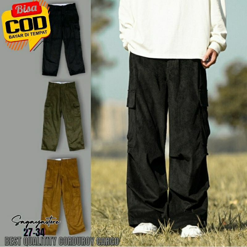 Celana cargo corduroy panjang pria Best Quality , celana cargo panjang pria - Celana Kargo Panjang C