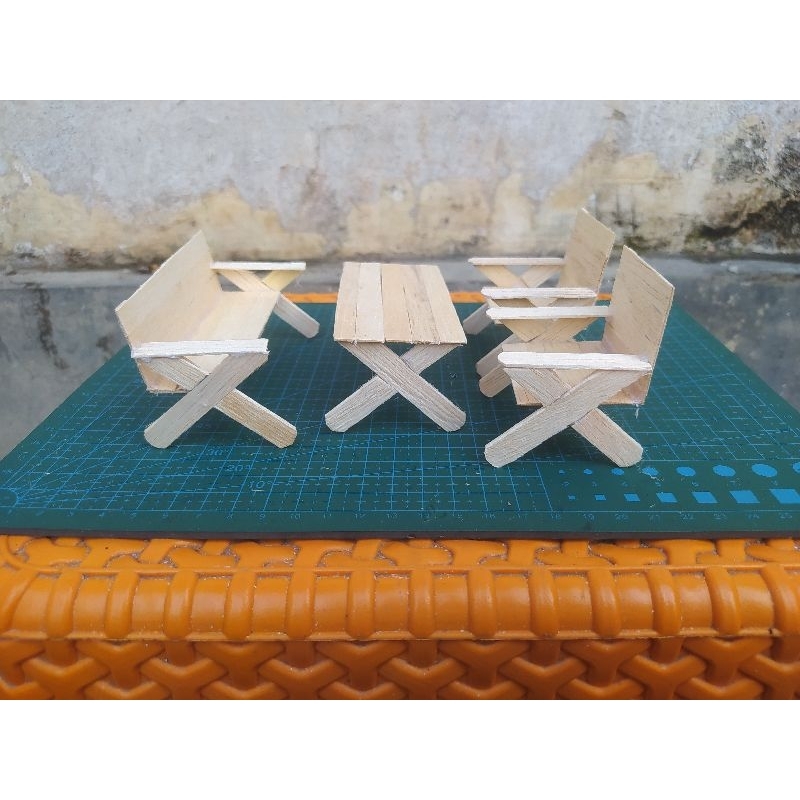 Miniatur Kursi Taman, Kerajinan tangan, miniatur rumah stick es krim, miniatur rumah kayu, kerajinan
