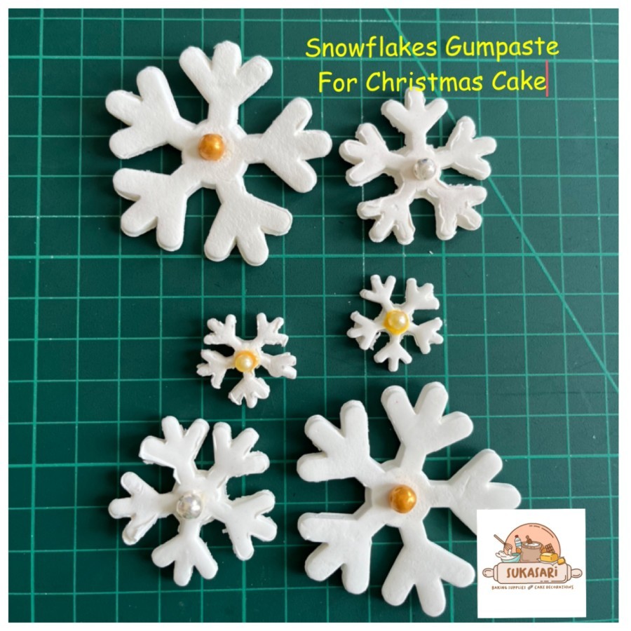 

Gumpaste Snowflake no (1) set 6pc hiasan cake topper salju Christmas