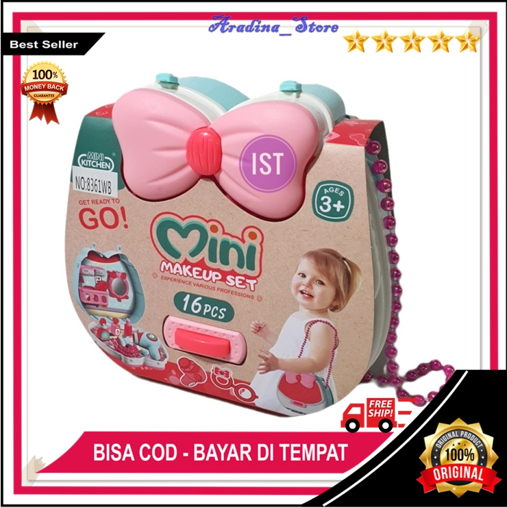 Mainan Anak Perempuan Make Up Murah Tas Koper Mini Make Up Set 2 in 1 16pcs 623-2004 Beauty Promo