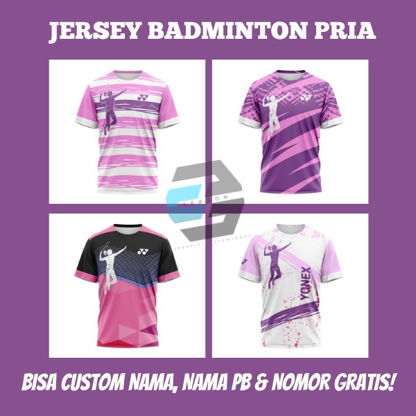 Baju Kaos Jersey Badminton Bulutangkis New Edition 2023 Ungu Purple Series Pria Custom Fullprint