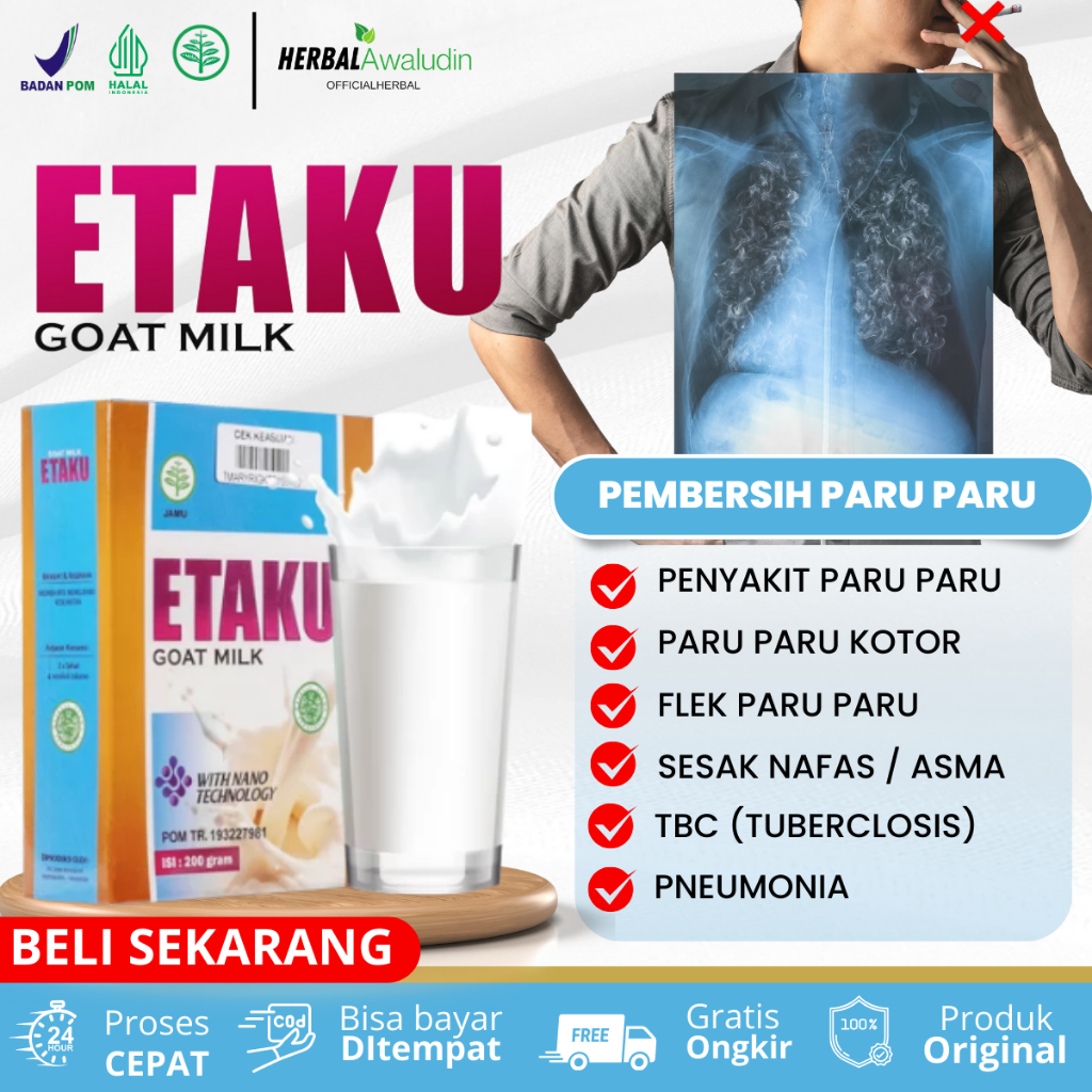 

Susu Pembersih Paru Paru Kotor Perokok, Obat Flek Paru Paru, Pembersih Paru Kotor Hitam Perokok Berat, Obat Asma, Sesak Nafas, Nyeri Dada, TBC Tuberculosis, ISPA Bronkhitis, Batuk Berdahak Dengan Walatra Etaku Susu Kambing Etawa ASLI