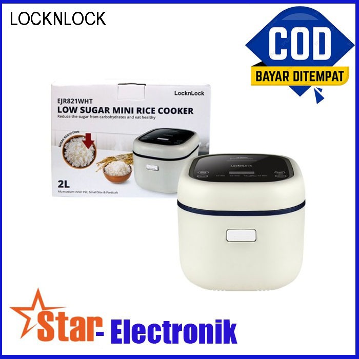 Promo LocknLock Low Sugar Mini Rice Cooker 2L White EJR821WHT