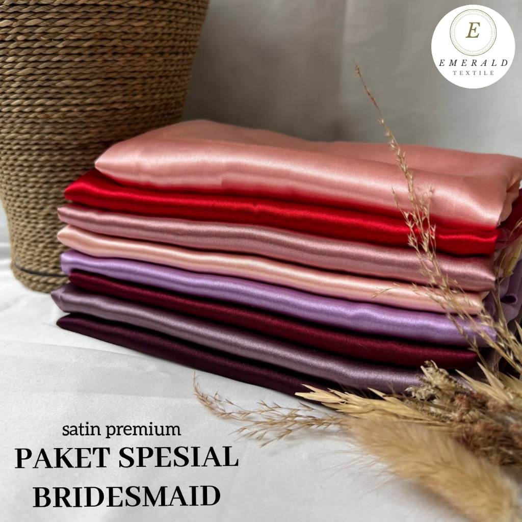 ( GRADE A ) Paket Spesial Bridesmaid Kain Satin Charmuse Premium (FREE KARTU BRIDESMAID)