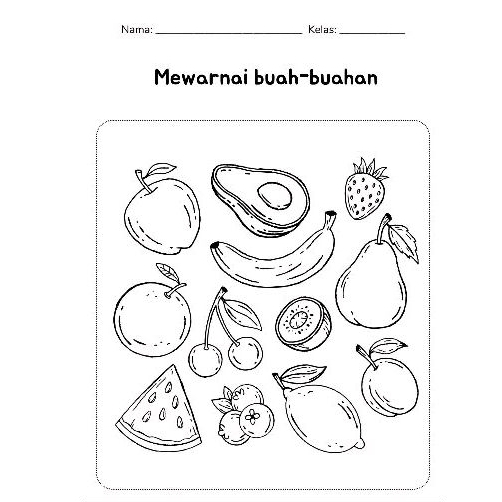 

LEMBAR MEWARNAI / KERTAS GAMBAR / GAMBAR BUAH-BUAHAN