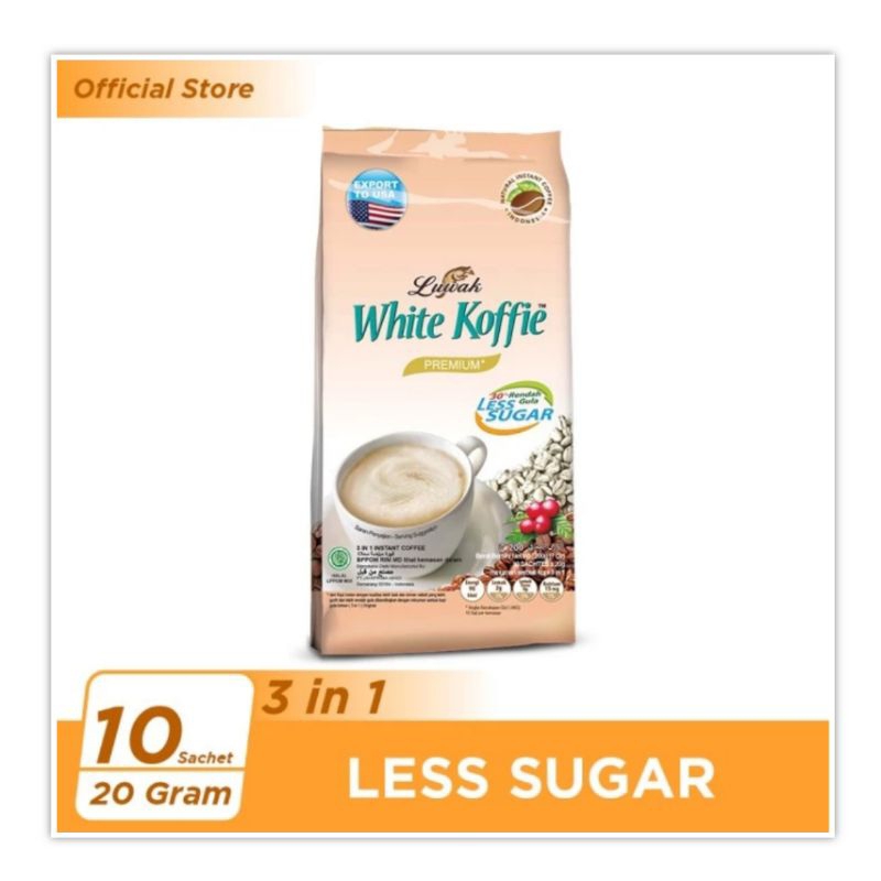 

Luwak White Koffie Less Sugar isi 9 sachet Kopi Instan