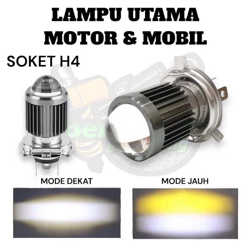 LAMPU LED PUTIH UTAMA MOTOR MOBIL H4 POWER BRIGHT SERIE LASER FOKUS CUT OFF CSP: VIXION CBR MEGAPRO 