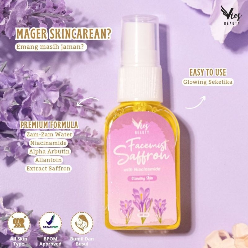 [READY SIAP KIRIM] FACEMIST SAFFRON BY VIES BEAUTY/ FACE MIST GLOWING BPOM 30 ML WITH NIACINAMIDE