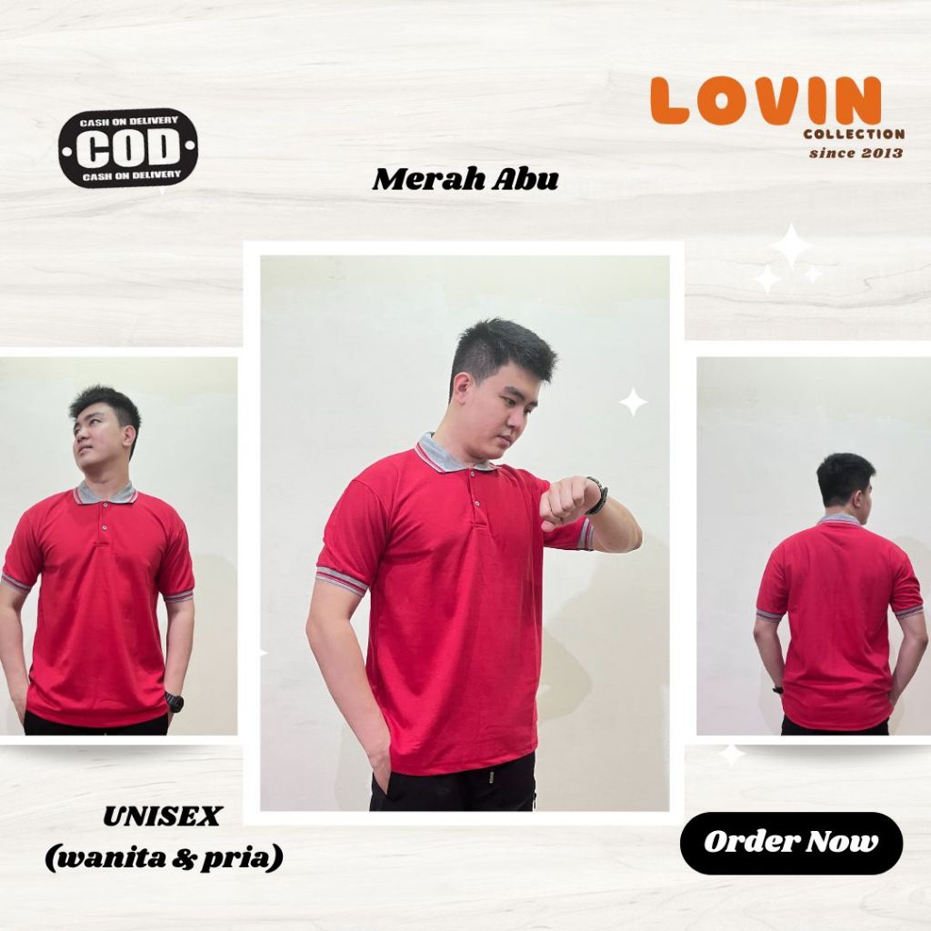 Kaos Kerah Pendek / Kaos Kerah Pria / Kaos Berkerah / Kaos Kerah Wanita / Wangky / Merah