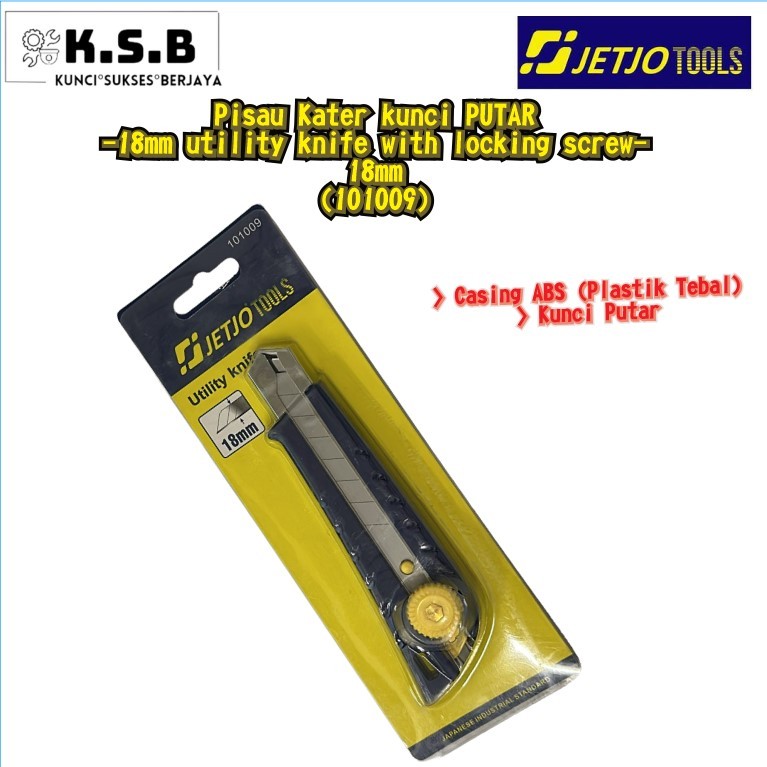 

( 101009 ) Pisau Cutter 18mm KUNCI PUTAR / Utility Knife 18mm with LOCKING JETJO TOOLS / Lakoni Pro