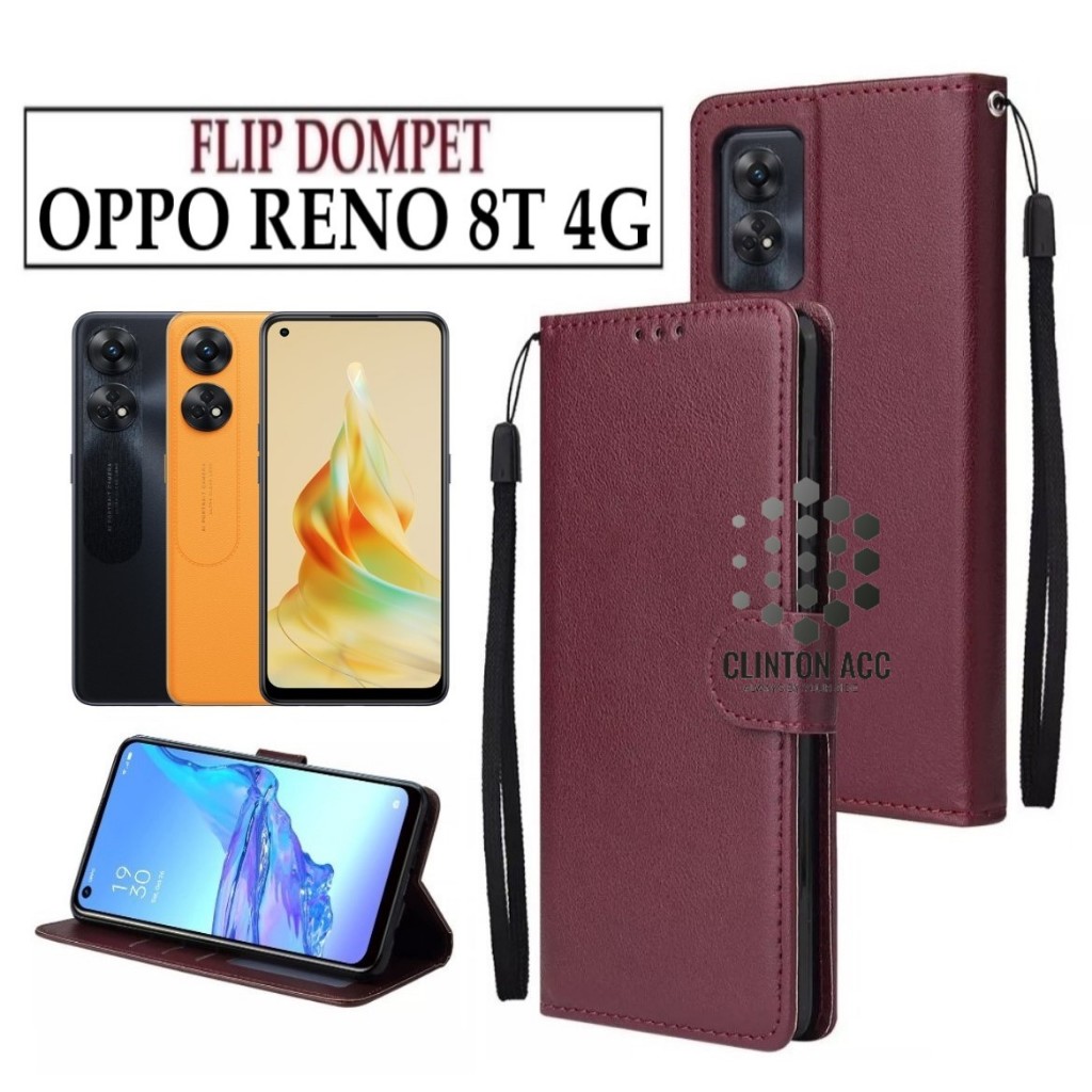 CASE HP OPPO RENO 8T 4G FLIP WALLET LEATHER DOMPET KULIT SOFTCASE PREMIUM FLIP COVER SARUNG BUKA TUT