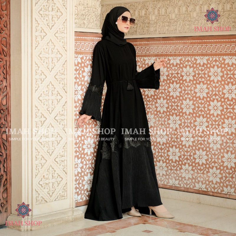 Abaya Gamis Turkey Hitam Dress Plisket Maxi Arab Saudi Bordir Zephy Turki Umroh Dubai Turkey 947 By Imah Shop