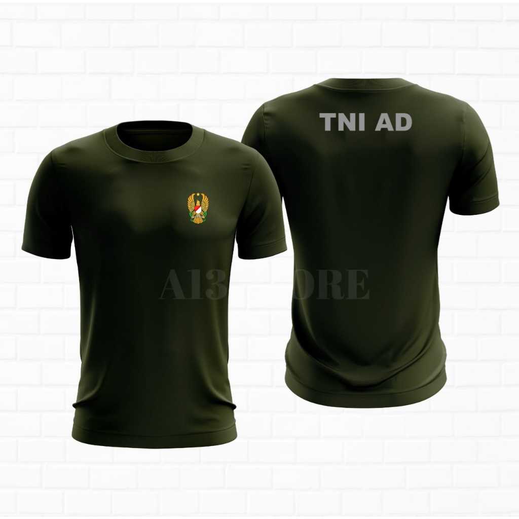 kaos tni ad / baju kaos tni ad logo depan belakang / baju kaos dryfit jersey tni ad / kaos jersey ol