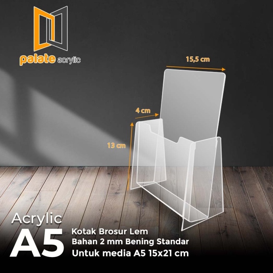 

Diskon Promo.. RAK / TEMPAT BROSUR BROCHURE ACRYLIC / AKRILIK BROSUR BOX A5 9W0