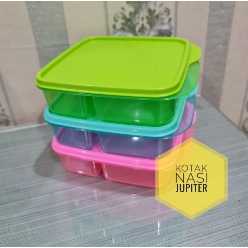 tempat bekal plastik / lunch box jupiter 3 sekat / kotak nasi cantik