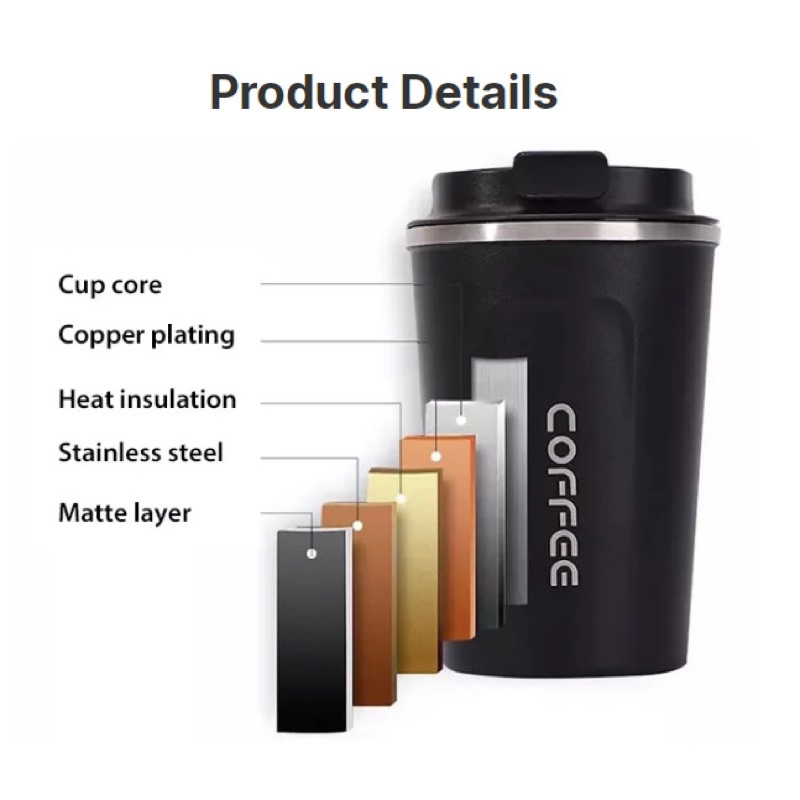 Termos Kopi Travel Mug Anti Tumpah / Termos Cangkir dengan tutup Rapet