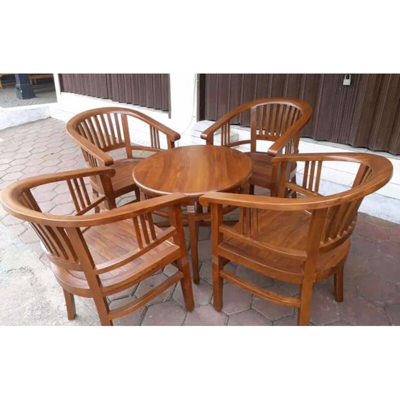 SET KURSI TERAS JATI MINIMALIS MODEL KLASIK KURSI TERAS BETAWI AMERIKA 2 KURSI / 4 KURSI MEJA TERAS