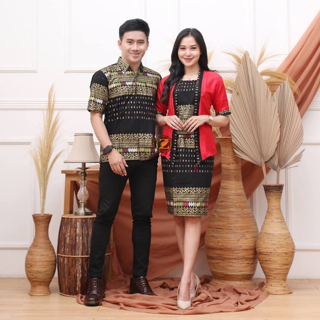 KLN - Rok Dan Baju Prada - Kemeja Lengan Pendek Kombinasi Batik - Couple Hari Raya Imlek