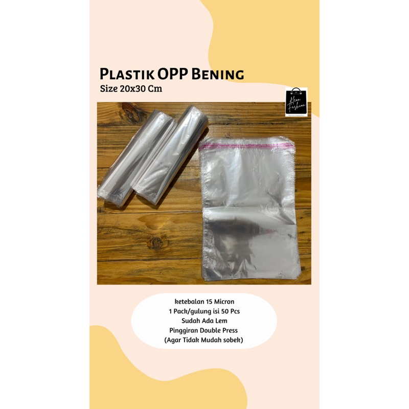 

plastik OPP bening size 20x30 Cm isi 50 pcs