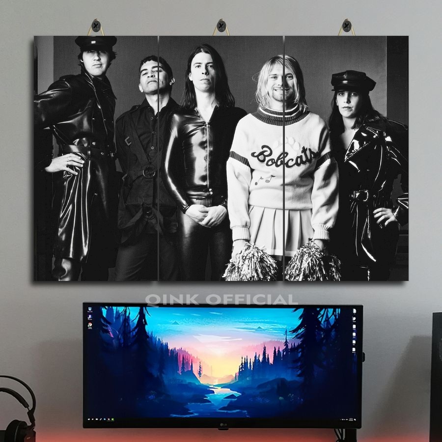 Pajangan Dinding Foto Band Nirvana 45X30 Multipanel | Dekorasi Dinding Vokalis Band Nirvana | Bingka