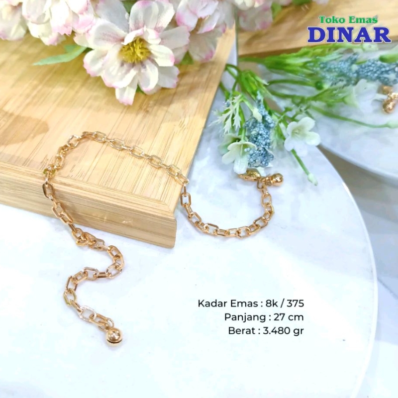 GELANG KAKI MODEL SLEP - EMAS MUDA - KADAR 8K/375