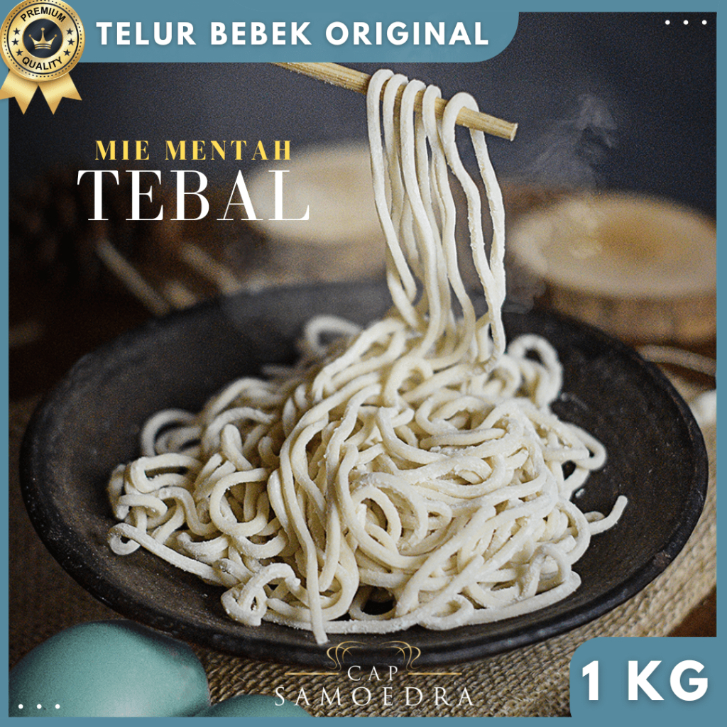 

Mie Mentah / Mie Basah Bentuk Tebal Telur Bebek Original 1 kg Cap Samoedra Cocok Untuk Mie Ayam, Bakmie, Mie Goreng, Dan lainnya