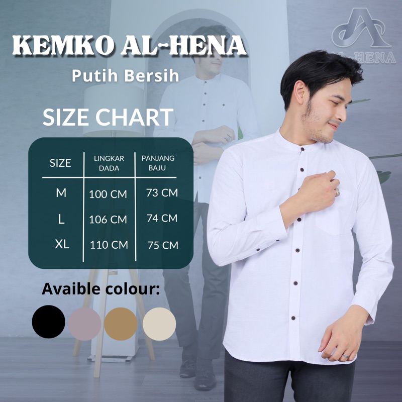 KEMKO PRIA LENGAN POLOS PUTIH LENGAN PANJANG TERBARU BRAND AL-HENA ORIGINAL || Fashion Pria || Baju 