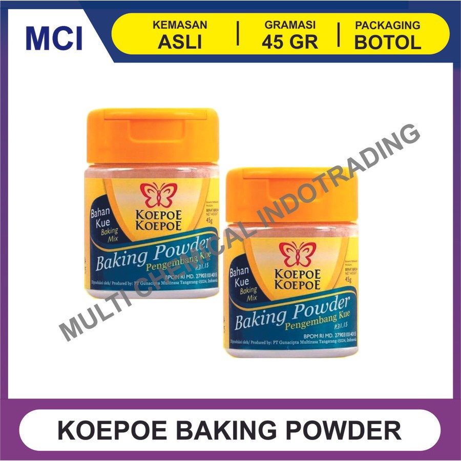 

BAKING POWDER KOEPOE KOEPOE KUPU PENGEMBANG KUE 45 GR - 1 LUSIN 12 PCS