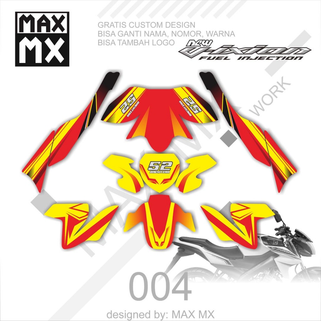 dekal variasi sticker fullbody striping decal VIXION NVL motif oren kuning D-D2-004