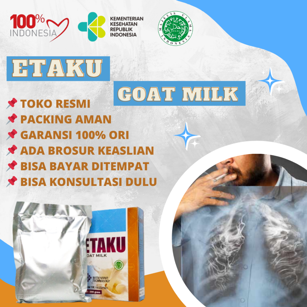 

Susu Pembersih Paru Paru Kotor Perokok - Asma, Sesak Napas, TBC, Pneumonia, Membersihkan Nikotin Rokok & Flek Hitam Pada Paru-Paru Asma Bronkhitis Bronkitis - Etaku Goat Milk ORI