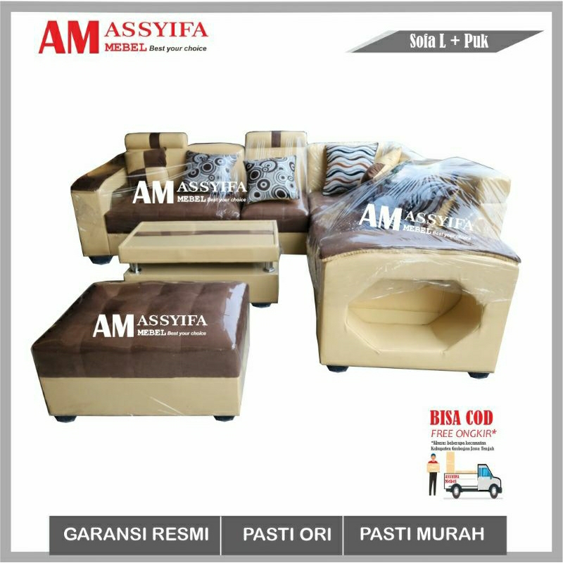 Sofa Sudut L +  (kursi) Minimalis Modern | Sofa sudut L + Kursi tambahan lengkap