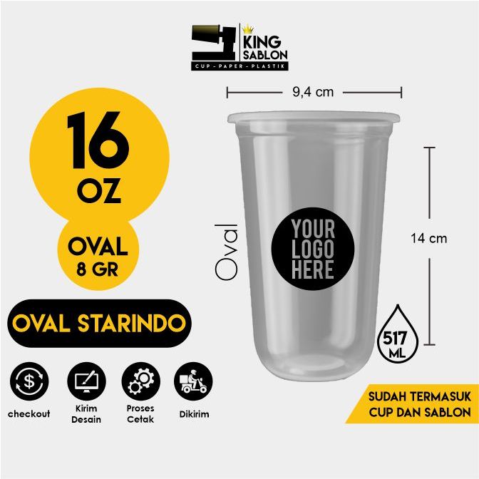 Sablon cup 16oz oval sablon gelas oval