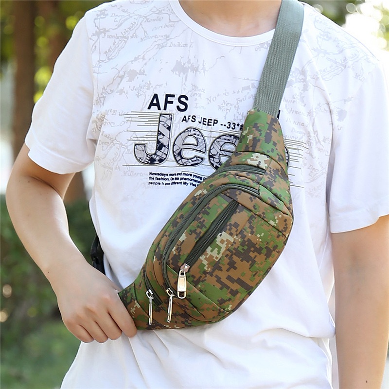 Tas Selempang Pria Import Motif Army  / Tas Army Loreng Acu Loreng / Sling Backpack Waist Bag Army /
