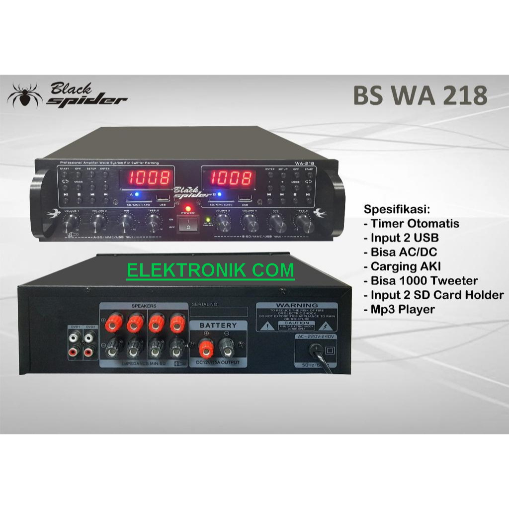AMPLIFIER BLACK SPIDER BS WA 218 AMPLI WALET BLACKSPIDER BS WA218 ORI