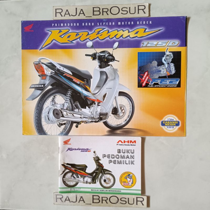 Buku pedoman pemilik + Poster brosur katalog leaflet jadul lawas Honda Karisma 125 D/Karisma 125D Ca