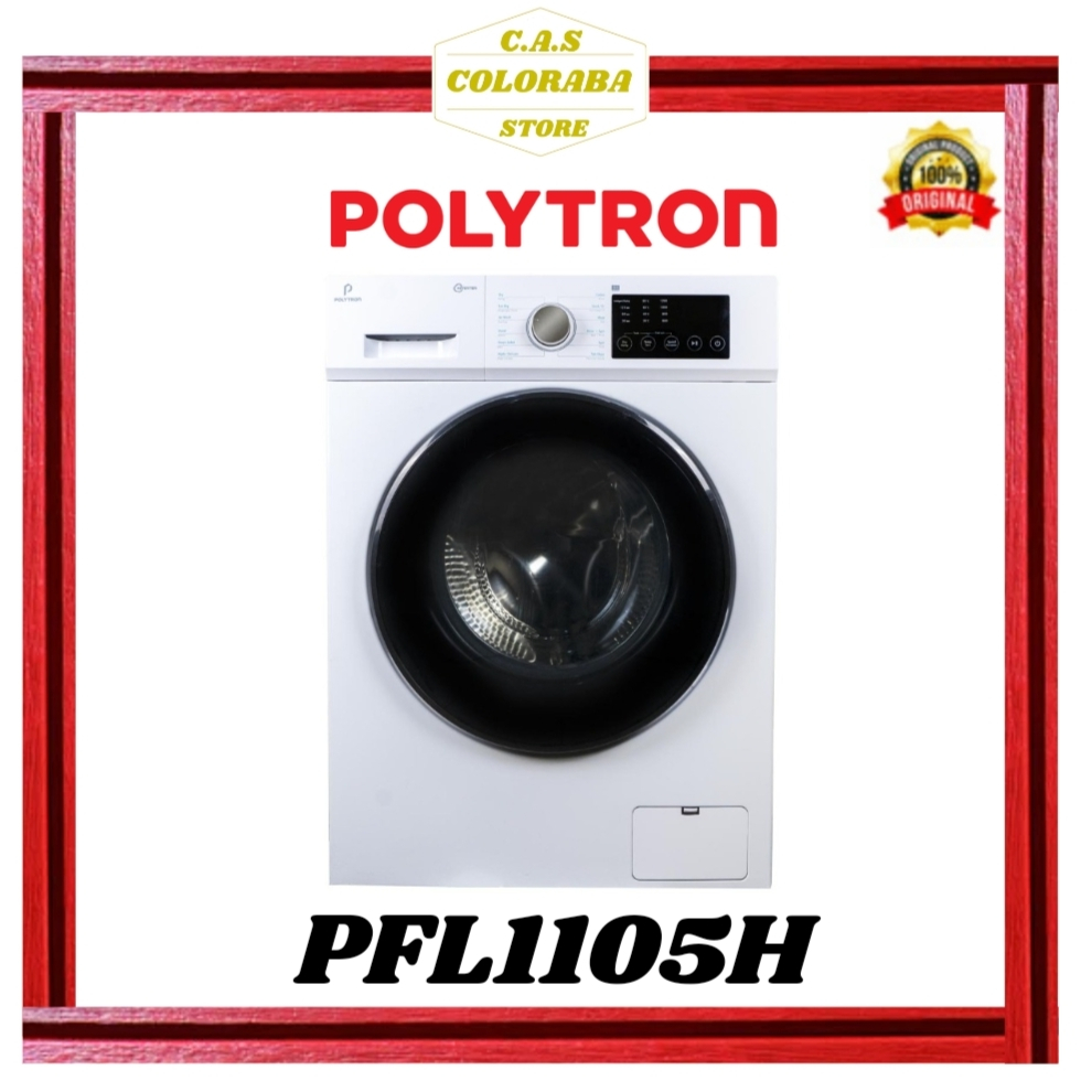 POLYTRON PFL1105H MESIN CUCI FRONT LOADING 11 KG DAN DRYER 7 KG INVERTER PFL 1105 H PFL-1105-H