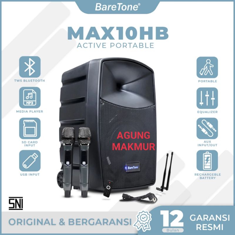 Speaker Portable  10 inch ORIGINAL BARETONE MAX-10HB ( 10 INCH ) - Speaker Baretone MAX10HB Original