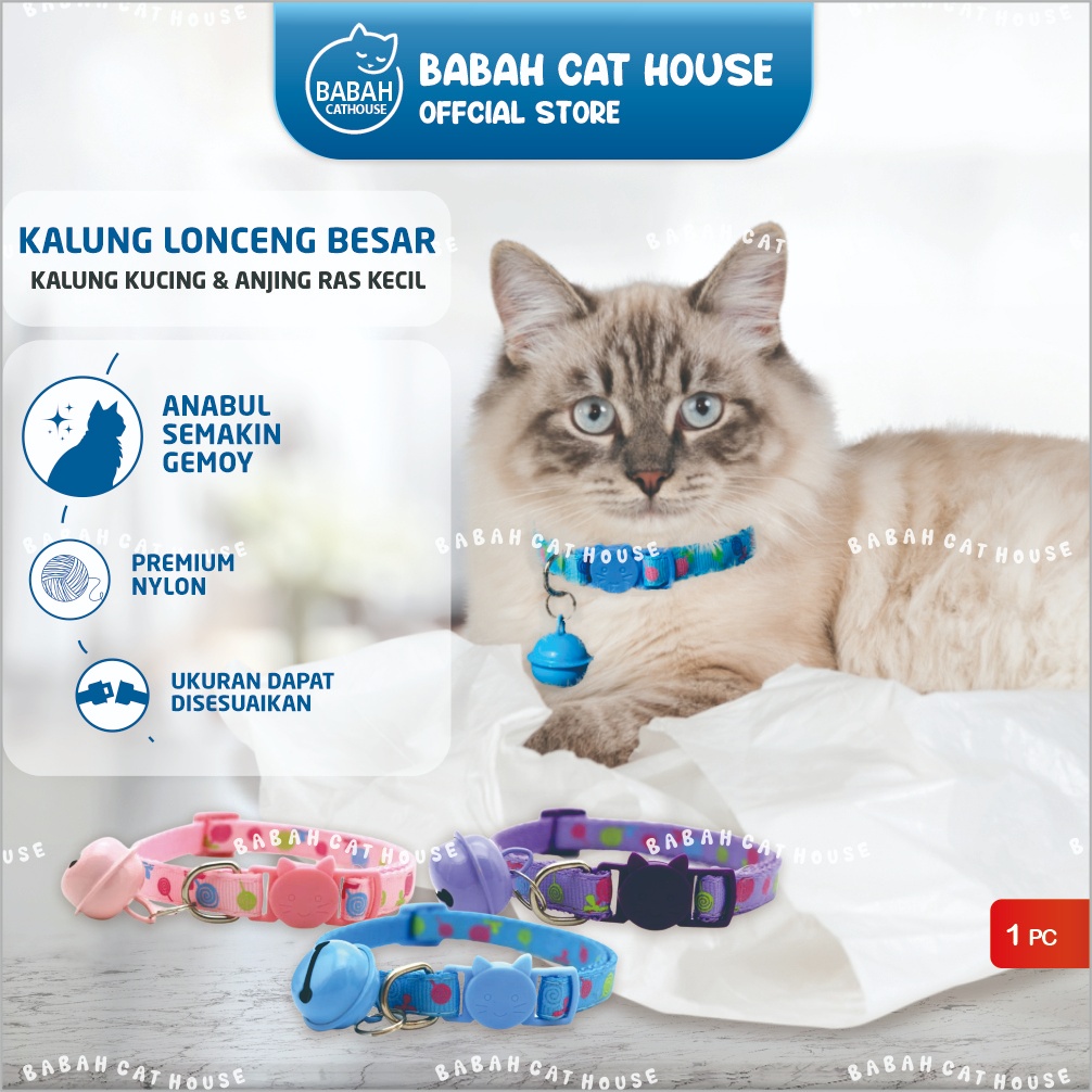 KALUNG LONCENG BESAR Kucing Anjing Cat Dog Necklace Colar Collar Unik Lucu Warna Custom 22mm Krincin