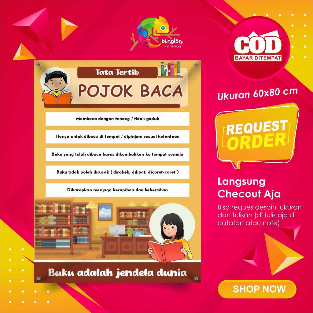 Spanduk Banner 60x80 Tata Tertib Pojok Baca