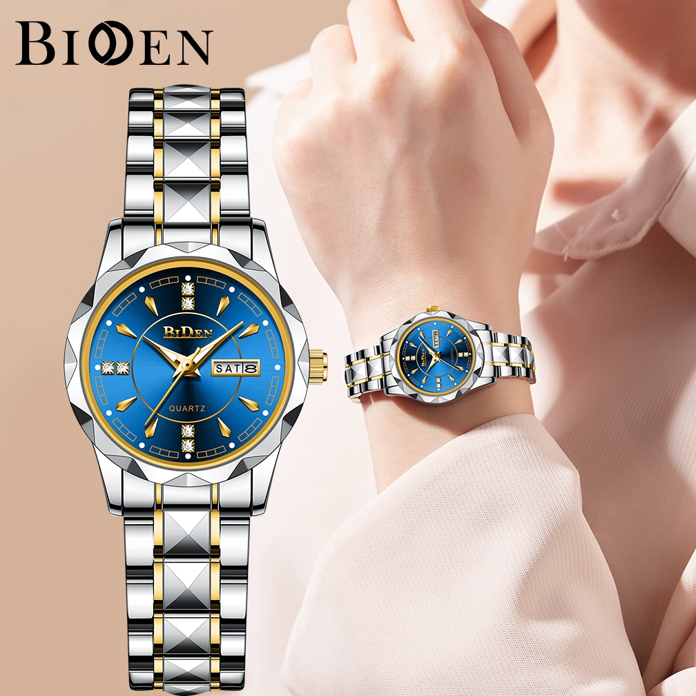 BIDEN Jam Tangan Wanita Original Tali Stainless Steel Elegan Kasual Kalender Jam Tangan Cewek