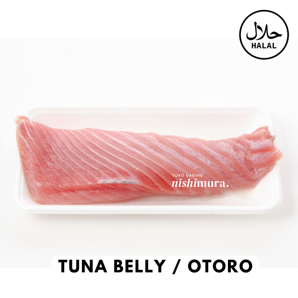 

NEW! TUNA BELLY OTORO BLUEFIN TORO IKAN FRESH FROZEN BEKU FISH NISHIMURA NISHIMURASHOP TANGERANG