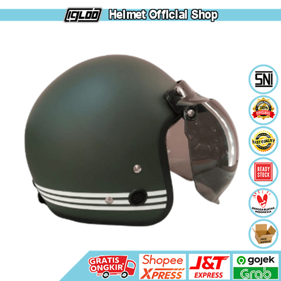 Helm Bogo / Helm Retro ANT LINE +  kaca helm