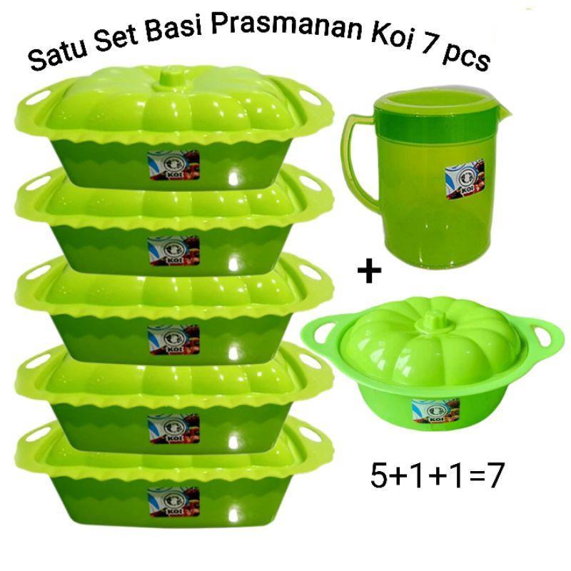 Satu Set Basi Prasmanan Mewah Plastik Koi/Tempat Penyimpanan Makanan Lauk Dan Sayur
