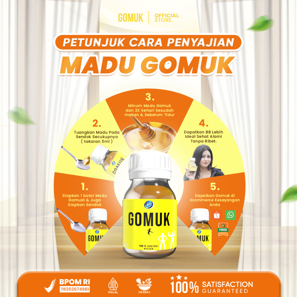 GOMUK / Madu penggemuk herbal/ 200 ml/ BPOM approved/ naik 5-15 kg