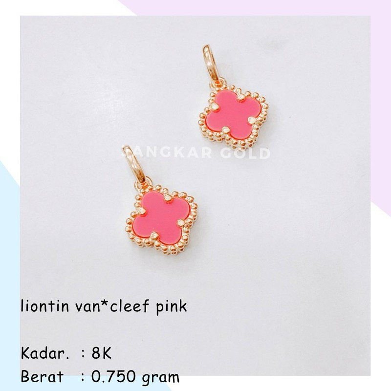 LIONTIN EMAS VANCLEEF PINK FUSIA 8K 0.750GR VAN CLEEF VC VCA MERAH MUDA