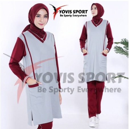 Setelan tunik jumbo termurah /baju senam ternyaman Yovis Sport / setelan tunik